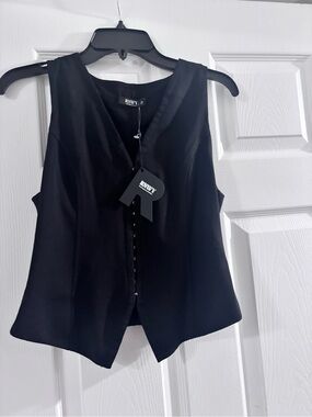 envy Black Sleeveless Hook-Front Bodysuit